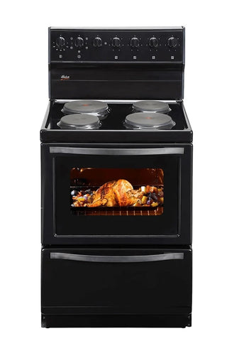 Univa stove 4 solid plates with warmer drawer, Black U126B