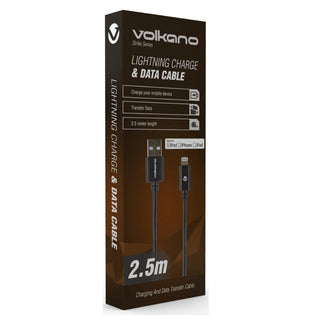 Volkano Strike series 2.5 meter MFI Lightning charge/ data cable - black VK-20024-BK