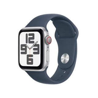 Apple Watch SE GPS + Cellular 40mm Silver Aluminium Case with Storm Blue Sport Band - S/M (130-180)