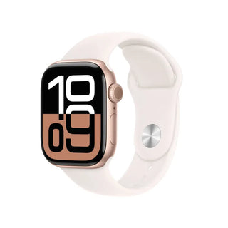 Apple Watch Series 10 (GPS + Cellular 42mm) Smartwatch with Rose Gold Aluminium Case with Light Blush Sport Band (S/M)