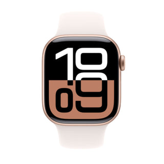 Apple Watch Series 10 GPS + Cellular 42mm Rose Gold Aluminium Case with Light Blush Sport Band - S/M