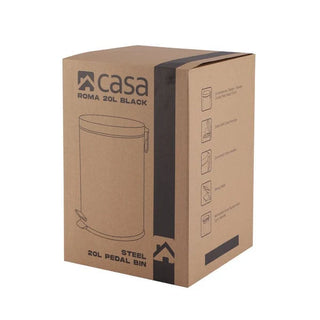 Casa Roma 20L Steel Pedal Bin Black Matte KB7035-20LB