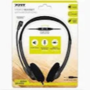 Port Stereo Headset with Mic with 1.2m Cable|1 x 3.5mm|Volume Controller - Black