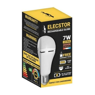 Elecstor E27 7W 1200mah Rechargeable LED Bulb - Warm White ELE-A60-7W-E27WW