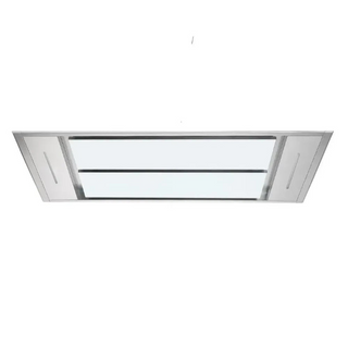 Falco 110cm Ceiling Extractor White Glass and S/Steel FAL-110-CEWG