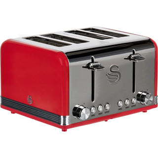 Swan Retro 4 Slice Black Toaster  SRT4B/R/G