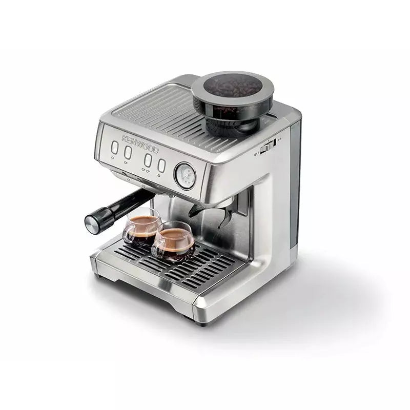 Kenwood Metal Espresso Coffee Maker with Built-In Coffee Grinder PEM13.000SS