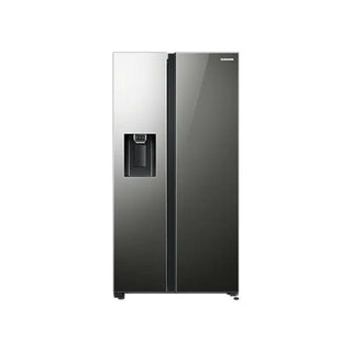 617 Litre Nett Side by Side Fridge with Non Plumbed Auomatic Icemaker & Water Dispenser - Mirror Black