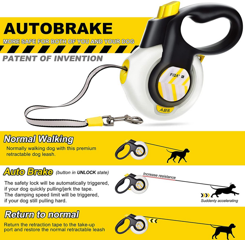 FIDA - Smart Walk - AutoBrake Retractable Dog Leash Design for Dog Pulling