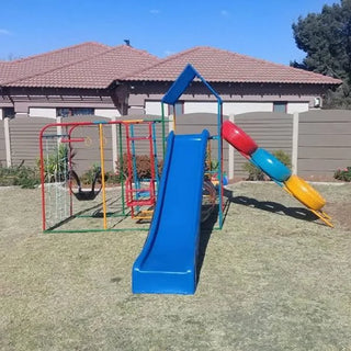 Maxi-Double Jungle Gym: with  Fiberglass Slide & 3 Tyre climbing ladder.