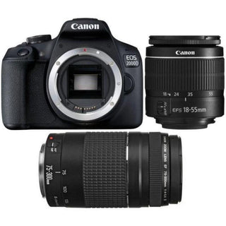 Canon EOS 2000D Twin DC Lens DSLR Camera Bundle