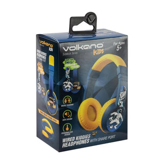 Volkano Sidekick Series Wired Headphones Yellow Blue VK-2015-YLBL