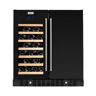 Snomaster 34 Bottle + 95L Black Pro Series Double Door Wine/Beverage Cooler - VT-19DPRO
