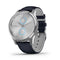 Garmin vívomove® Luxe Silver Stainless Steel Case with Navy Italian Leather Band010-02241-00