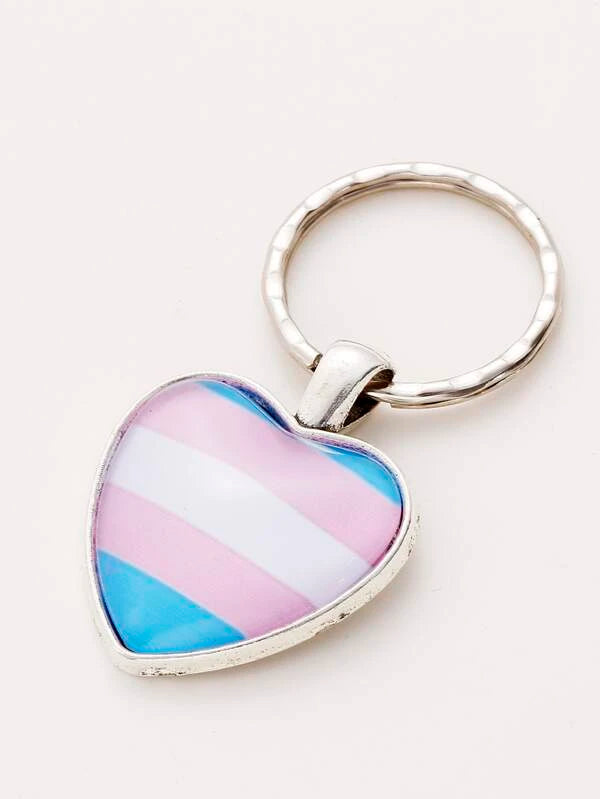 Transgender Heart Keyring (Rebel Rainbow)