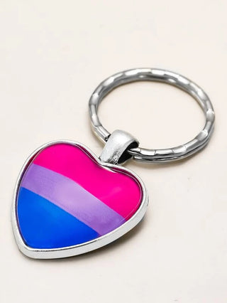 Rebel Rainbow Bi Heart  Keyring