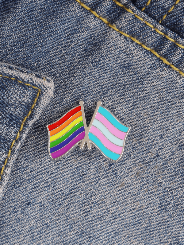 Rainbow and Trans Striped Flag Brooch
