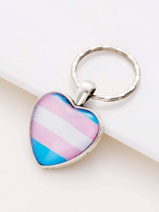 Transgender Heart Keyring (Rebel Rainbow)