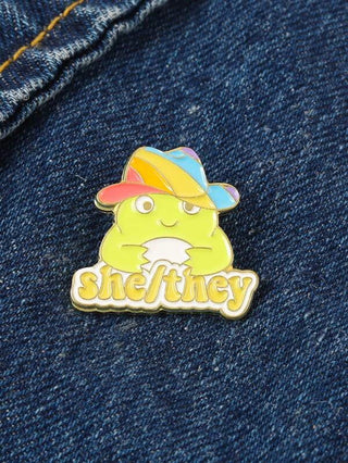 He/Him Frog Pin