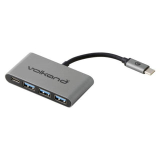 VolkanoX Core Hub series USB Type C to 3x USB 3.0 plus Power - 10cm - Charcoal VK-20058-BK