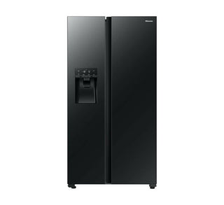 Hisense 535L Side by Side Fridge with Water & Ice Dispenser-Black Glass