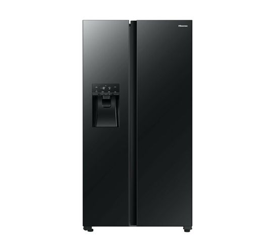 Hisense 535L Side by Side Fridge with Water & Ice Dispenser-Black Glas