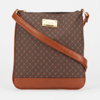 Pierre Cardin Women's Gulianna AOP Logo Crossbody Bag Brown Tan