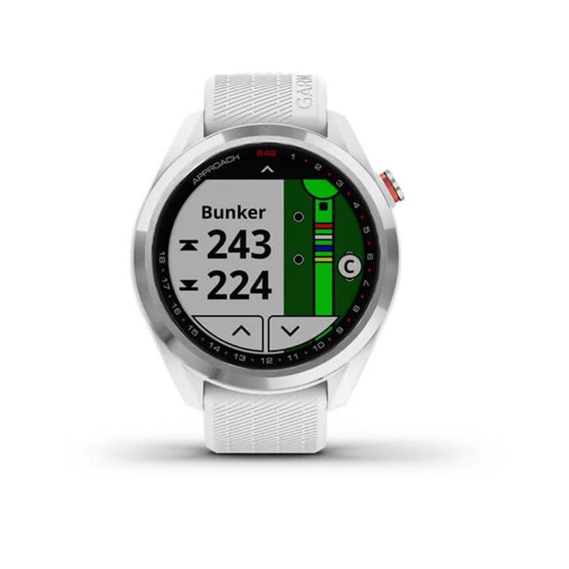 Garmin Approach® S42 Polished Silver with White Band  010-02572-01