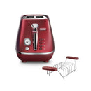 Delonghi Distinta Flair 2 Slice Toaster Glamour Red CTI2103.R + Bun Warming