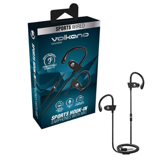 Volkano Circuit series sports hook earphones with mic VEH-001-BK