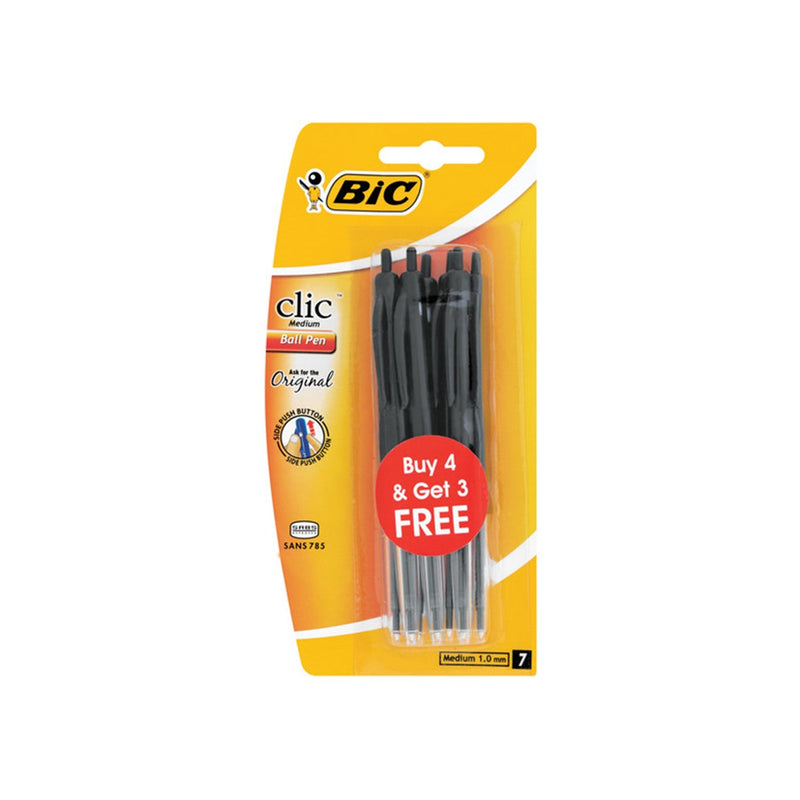 BIC Clic Ballpoint Pens Black 4+3-Pack