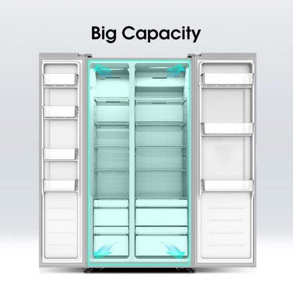 Hisense 516L Side by Side Fridge Inox