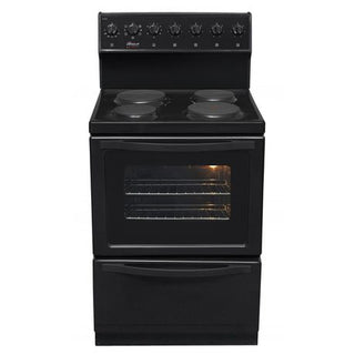 Univa stove with 4 solid plates and Utility drawer, Black  U116B