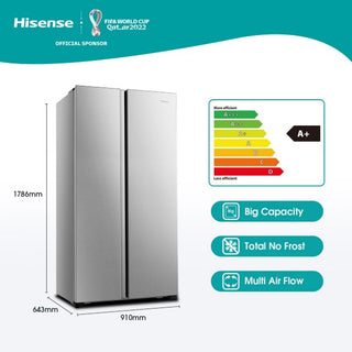 Hisense 516L Side by Side Fridge Inox