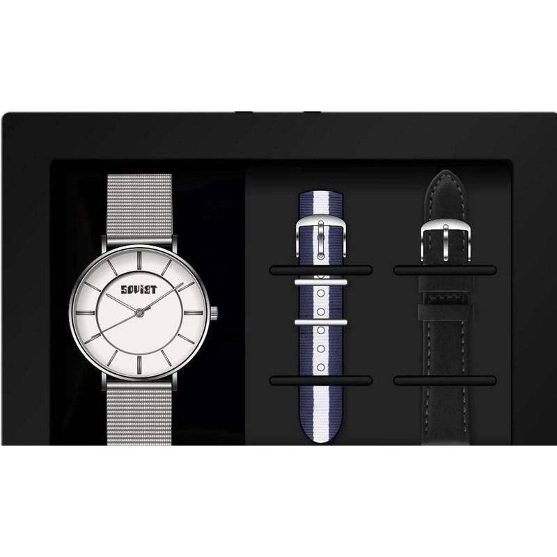 LADIES SOVIEST ANALOQUE GIFT SET WITH 3 ASSORTED STRAPS:- BBS017-03