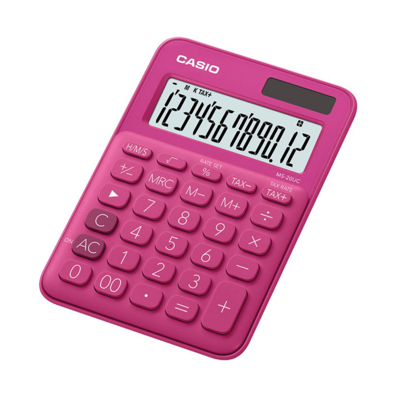 Casio mini desk type 12 digits calculator, Red MS-20UC-RD-S-EC