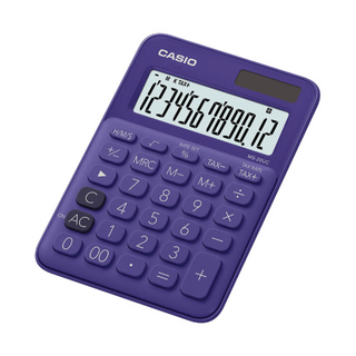 Casio mini desk type 12 digits calculator, Purple MS-20UC-PL-W-DC