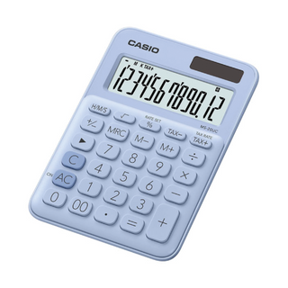 Casio mini desk type 12 digits calculator, Light Blue MS-20UC-LB-W-DC