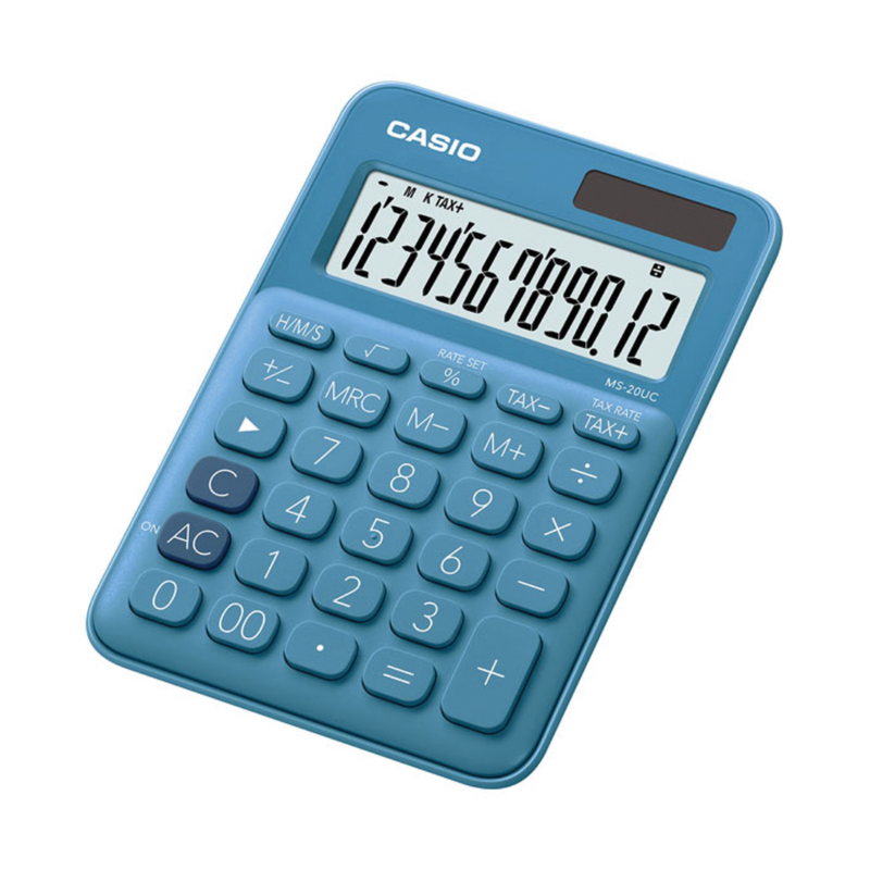 Casio mini desk type 12 digits calculator, Blue