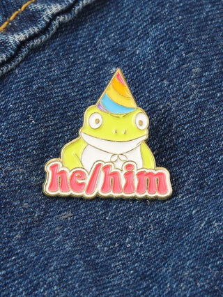 He/Him Frog Pin