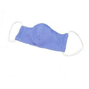 A sky blue adults 3-layer fabric mask. It has 2 elastic ear loops.