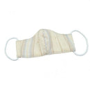 Light beige adults 3-layer fabric mask with stripes. It has 2 elastic ear loops.