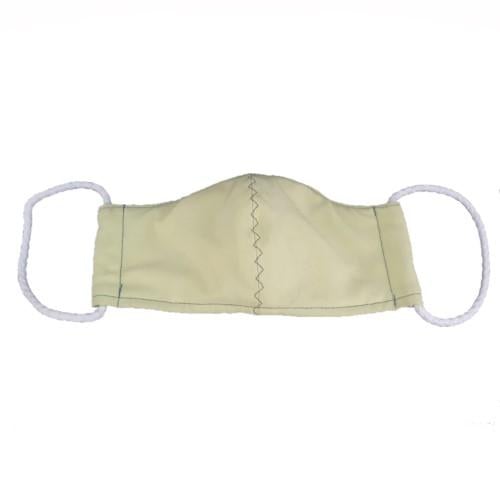 A lime green adults 3-layer fabric mask. It has 2 elastic ear loops.