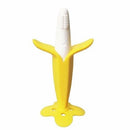A yellow banana teether for babies.