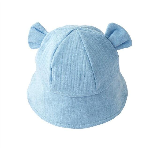 blue baby bear bucket hat with bear ears
