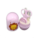 pink & yellow lion baby manicure set with grooming tools