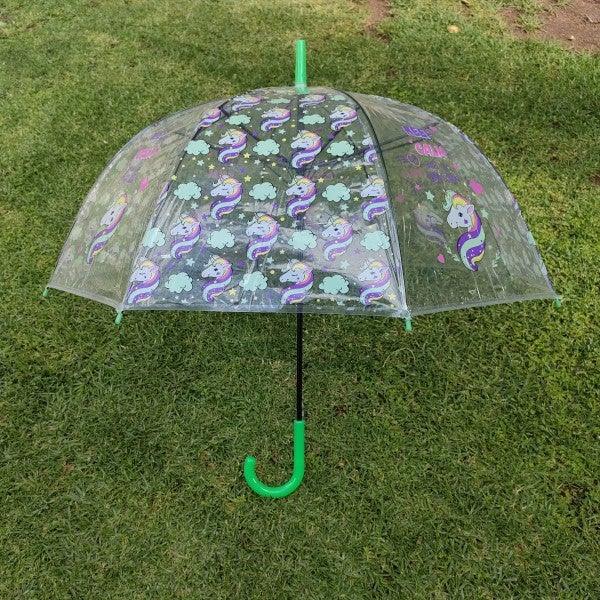 Green Clear Unicorn Umbrella