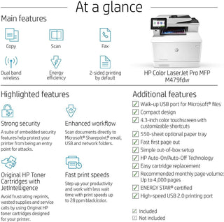 HP MFP M479fdw 4-in-1 Multi-Function Colour Laser Printer with Wi-Fi (A4)