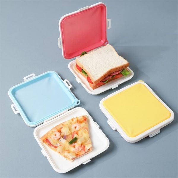 Silicone Sandwich Storage Box with food inside.
