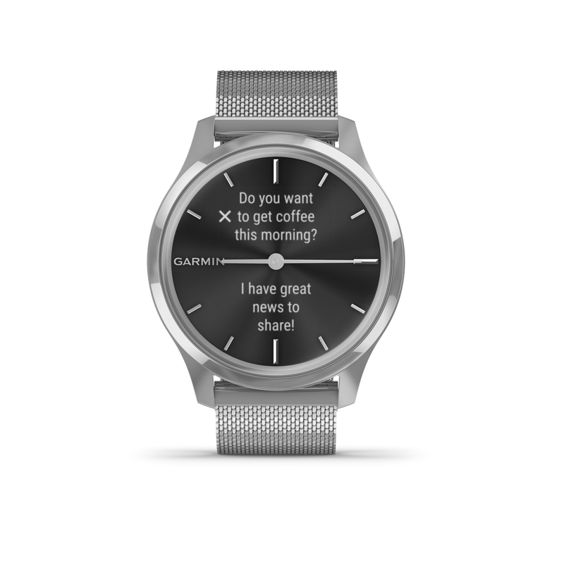 Garmin vívomove® Luxe Silver Stainless Steel Case with Silver Milanese Band  010-02241-03